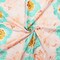 Coral Orange-Teal-Multi Poly-Cotton Floral Embroidered Scallop Eyelet Woven Fabric By the Yard